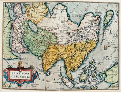 Beschreibung des asiatischen Kontinents, Geographische Karte aus „Theatrum Orbis Terrarum“ von Abraham Ortelius