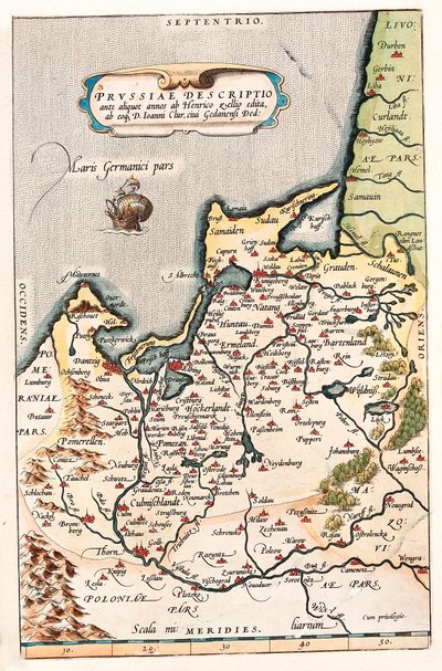 Thietmarsiae, Holsaticae regionis parties typus Geographische Karte des Territoriums im Norden Polens mit der Stadt Danzig (Danzig, Gdansk) aus „Theatrum Orbis Terrarum“ von Abraham Ortelius (Oertel, Ortell oder Ortel) von Abraham Ortelius