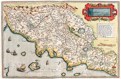 Thusciae. Descriptio auctore Hieronymo Bellamarto. Geographische Karte des Territoriums der Toskana in Italien aus „Theatrum Orbis Terrarum“ von Abraham Ortelius von Abraham Ortelius