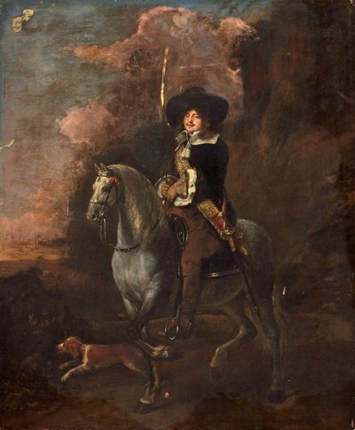 Kavalier auf einem grauen Pferd von Abraham Pietersz. van Kalraet