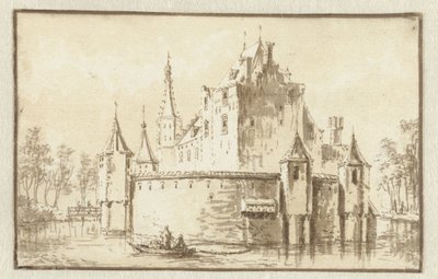 Das Haus Ter Does bei Leiden, von links gesehen von Abraham Rademaker