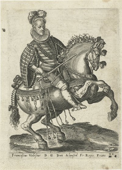 Porträt von François, Herzog von Anjou zu Pferd von Abraham de Bruyn (attributed to)