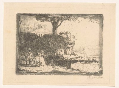 Landschaft mit drei Figuren von Abraham de Miranda (signed by artist)