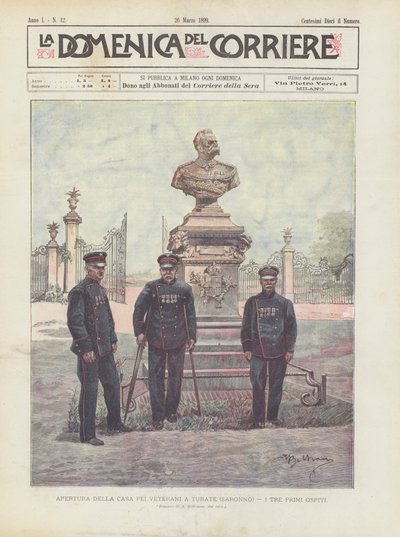 Eröffnung des Hauses für Veteranen in Turate (Saronno), die ersten drei Gäste von Achille Beltrame