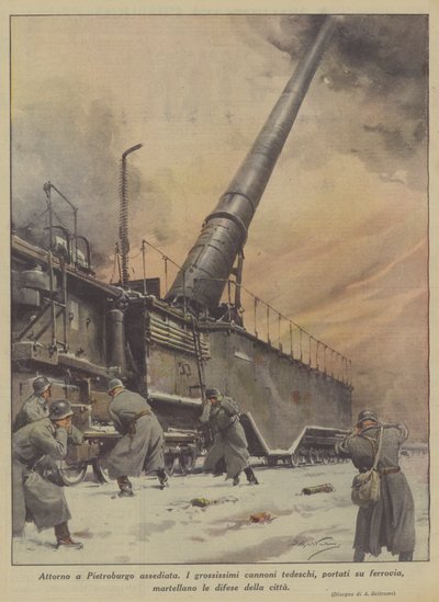 Rund um das belagerte Petersburg (Farblithografie) von Achille Beltrame