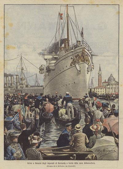 Ankunft der deutschen Kaiserlichen in Venedig an Bord des Schiffes Hohenzollern von Achille Beltrame