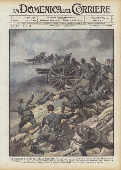 Artilleristen Und Infanteristen Auf Dem Colle Moschin von Achille Beltrame