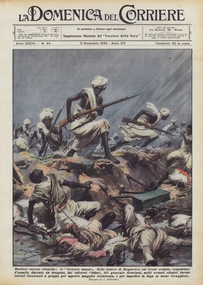 Barbarische äthiopische Bräuche, die menschlichen Festungen von Achille Beltrame