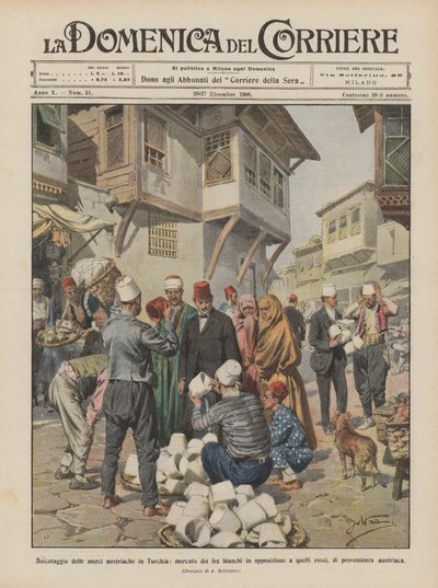 Boykott österreichischer Waren in der Türkei, Markt der weißen Fez als Opposition zu den anderen von Achille Beltrame