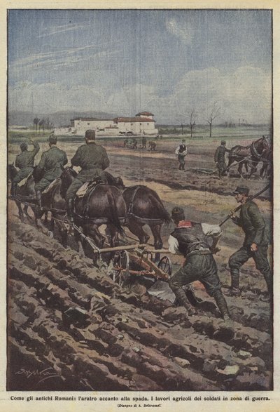 Wie die alten Römer, der Pflug neben dem Schwert von Achille Beltrame