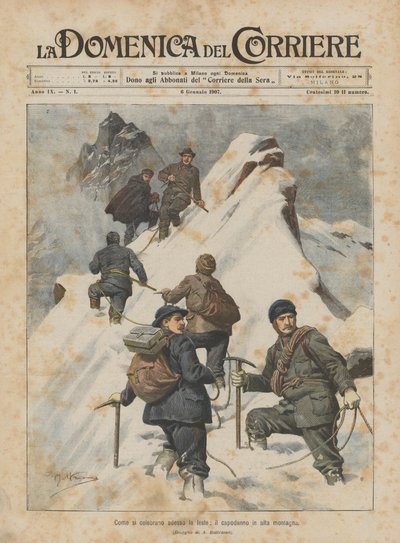 Wie die Feste jetzt gefeiert werden, Neujahr in den hohen Bergen von Achille Beltrame
