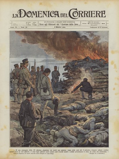 Eine Kompanie der III. japanischen Division, die eine russische Stellung stürmte von Achille Beltrame