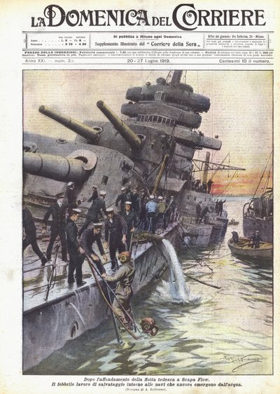 Nach der Versenkung der deutschen Flotte in Scapa Flow von Achille Beltrame