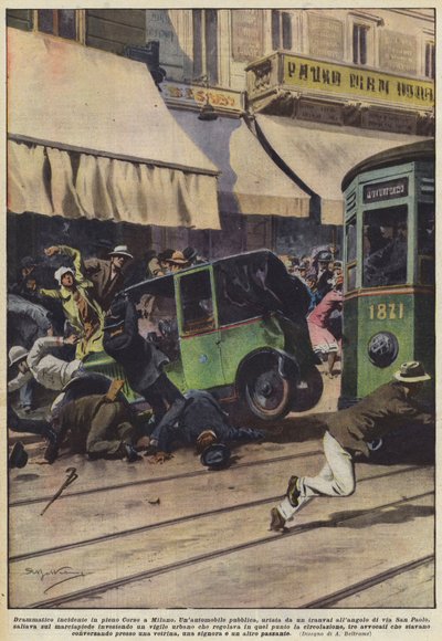 Dramatischer Vorfall auf dem Corso in Mailand von Achille Beltrame