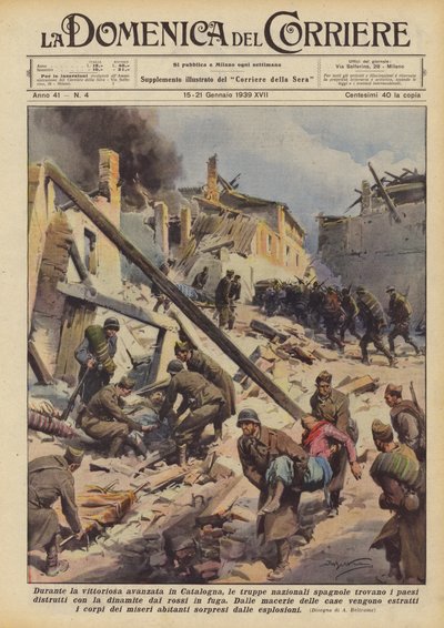 Während des siegreichen Vormarsches in Katalonien fanden die spanischen Nationaltruppen die Dörfer von Achille Beltrame