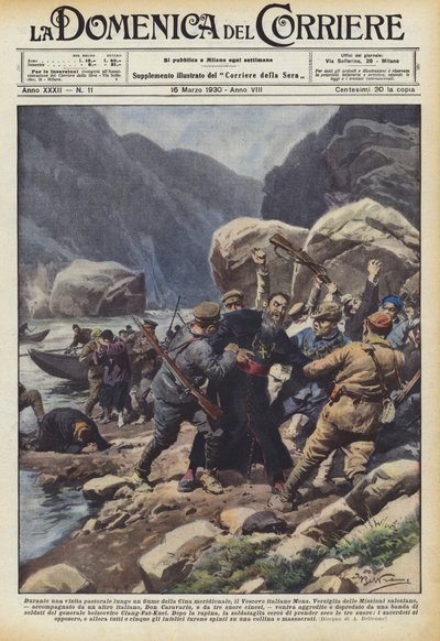 Während eines Pastoralbesuchs entlang eines Flusses in Südchina, der italienische Bischof Mons von Achille Beltrame