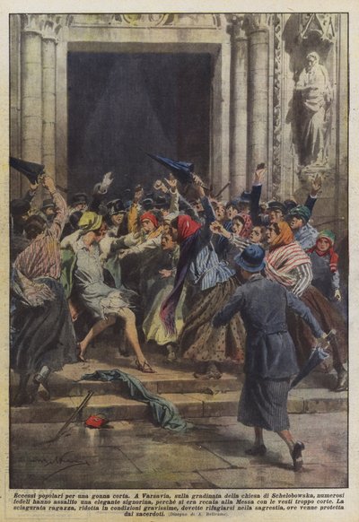 Volksaufstände wegen eines kurzen Rocks von Achille Beltrame