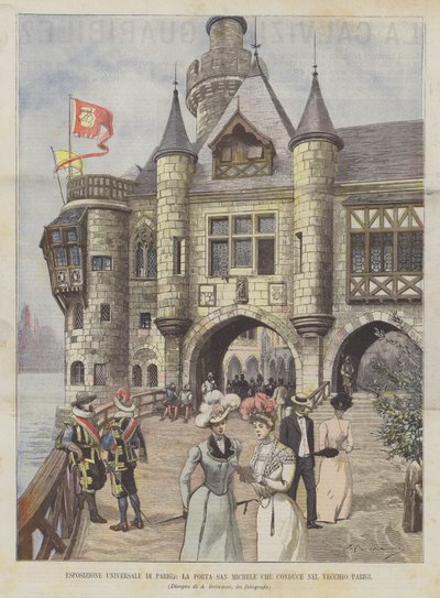 Weltausstellung in Paris, das Tor Saint-Michel, das ins alte Paris führt von Achille Beltrame