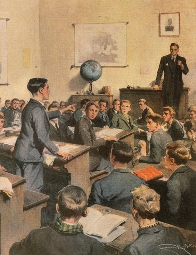Bekämpfung des Analphabetismus, Kinder in der Schule von Achille Beltrame
