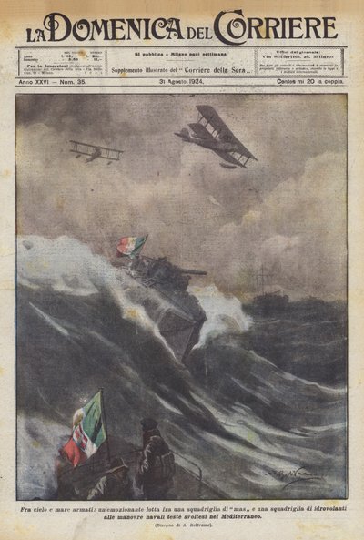 Zwischen bewaffnetem Himmel und Meer, ein aufregender Kampf zwischen einer MAS-Staffel und einer Staffel... von Achille Beltrame