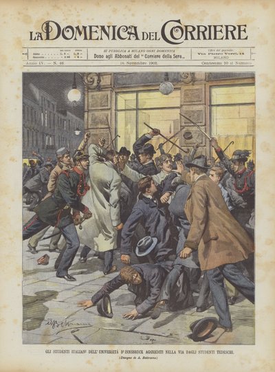 Italienische Studenten der Universität Innsbruck von deutschen Studenten auf der Straße angegriffen von Achille Beltrame