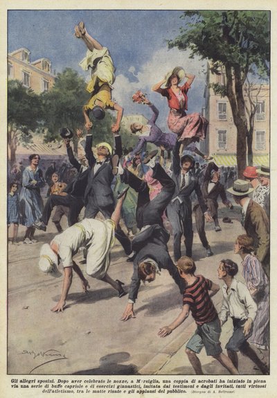 Die fröhlichen Jungvermählten von Achille Beltrame