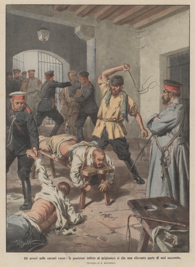 Die Schrecken in russischen Gefängnissen, die den Gefangenen auferlegten Strafen, so dass ein erheblicher Teil von ihnen stirbt von Achille Beltrame