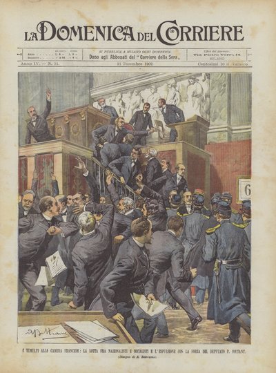 Die Tumulte in der französischen Kammer, der Kampf zwischen Nationalisten und Sozialisten und die gewaltsame Ausweisung von Achille Beltrame