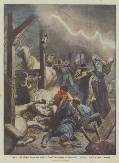 Die Launen des Blitzes in einem Stall in Castell