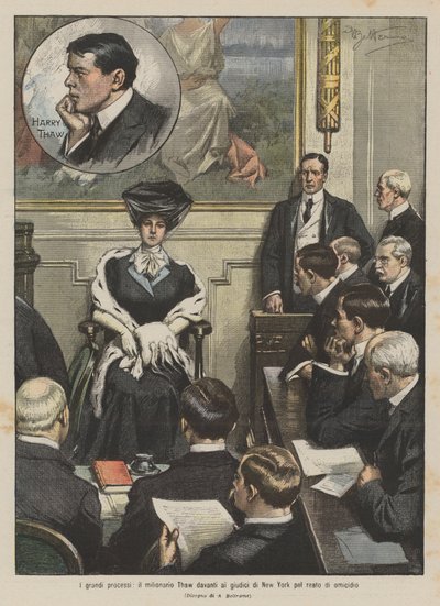 Die großen Prozesse, der Millionär Thaw vor den Richtern in New York wegen Mordes von Achille Beltrame
