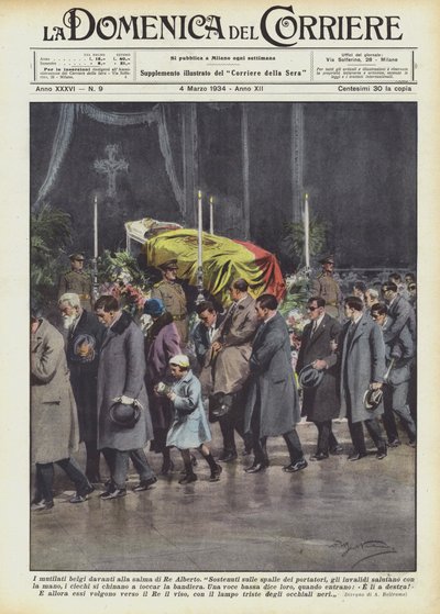 Die belgischen Kriegsversehrten vor dem Leichnam von König Albert von Achille Beltrame