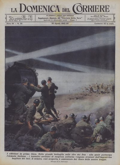 Die Scheinwerfer an der Frontlinie von Achille Beltrame