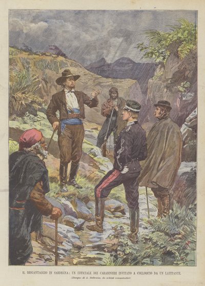 Das Banditentum In Sardinien, Ein Carabinieri-Offizier Wird Zu Einem Gespräch Von Einem Flüchtigen Eingeladen von Achille Beltrame