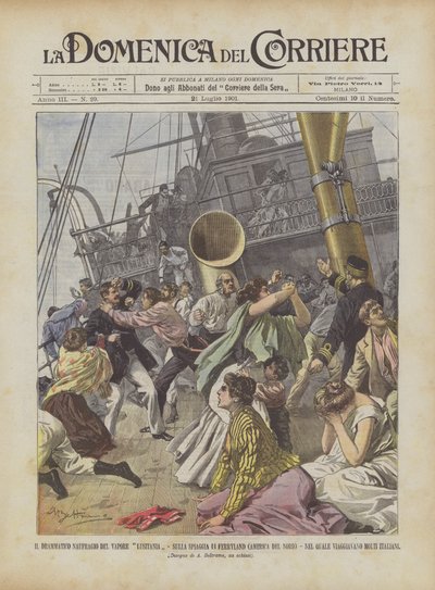 Das dramatische Schiffsunglück des Dampfers Lusitania am Strand von Ferryland (Nordamerika) von Achille Beltrame