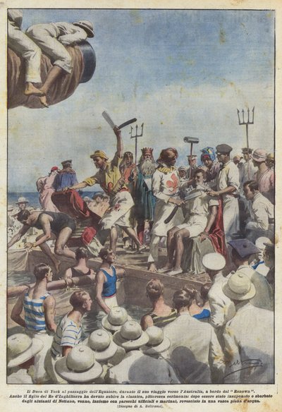 Der Herzog von York beim Überqueren des Äquators während seiner Reise nach Australien an Bord der Renown von Achille Beltrame