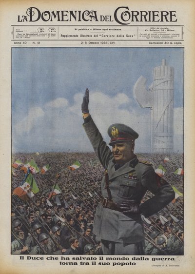 Der Duce, der die Welt vor dem Krieg gerettet hat, kehrt zu seinem Volk zurück von Achille Beltrame