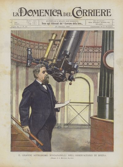 Der große Astronom Schiaparelli im Observatorium von Brera von Achille Beltrame
