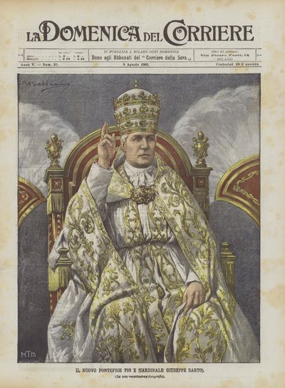 Der neue Papst Pius X. (Kardinal Giuseppe Sarto) von Achille Beltrame