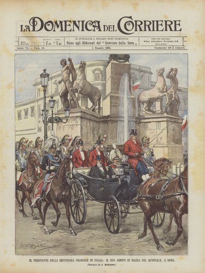 Der Präsident der Französischen Republik in Italien, seine Ankunft auf der Piazza del Quirinale in Rom von Achille Beltrame