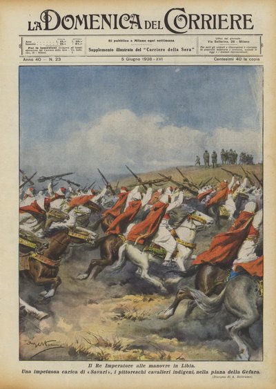 Der König-Imperator bei den Manövern in Libyen von Achille Beltrame