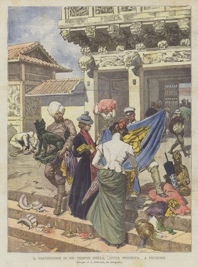Die Plünderung eines Tempels in der Verbotenen Stadt in Peking von Achille Beltrame
