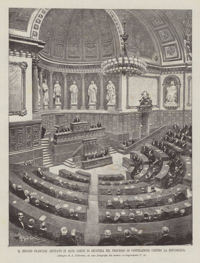 Der französische Senat versammelt sich als Oberster Gerichtshof für den Verschwörungsprozess gegen die Republik von Achille Beltrame