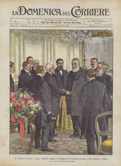 Der Aufenthalt von Kruger in Paris, Rochefort überreicht dem Präsidenten von Transvaal das Ehrenschwert für Cronje von Achille Beltrame
