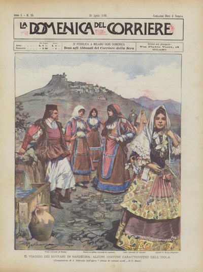 Die Reise Der Monarchen Nach Sardinien, Einige Charakteristische Kostüme Der Insel von Achille Beltrame