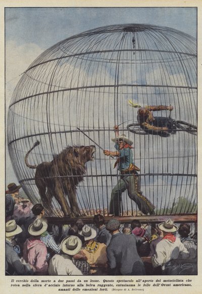Der Todeskreis in der Nähe eines Löwen von Achille Beltrame