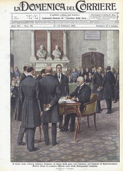 Die Frucht des italienischen Militärsieges, die Unterzeichnung des Friedens mit Österreich im Schloss von Saint-Germain von Achille Beltrame