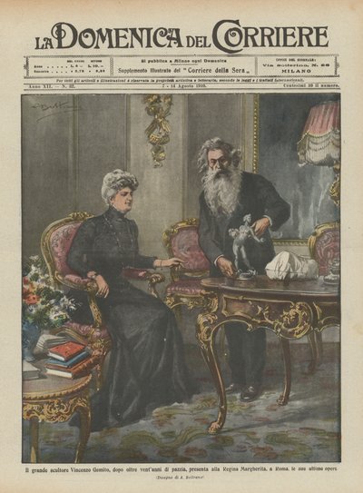 Der große Bildhauer Vincenzo Gemito, nach über zwanzig Jahren Wahnsinn, präsentiert der Königin von Achille Beltrame