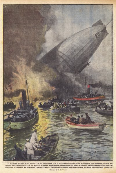 Das größte Luftschiff der Welt, die R 38, die den Atlantik überqueren sollte von Achille Beltrame