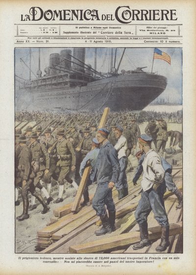 Der Deutsche Gefangene, Während Er Die Landung Von 72.000 Amerikanern Beobachtet, Die Nach Frankreich Transportiert Wurden von Achille Beltrame