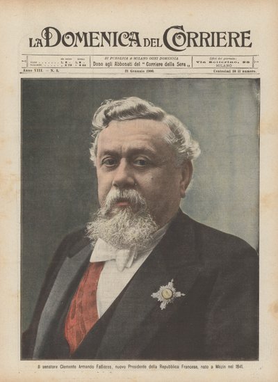 Senator Clemente Armando Fallieres, neuer Präsident der Französischen Republik, geboren in Mezin im Jahr 1841 von Achille Beltrame